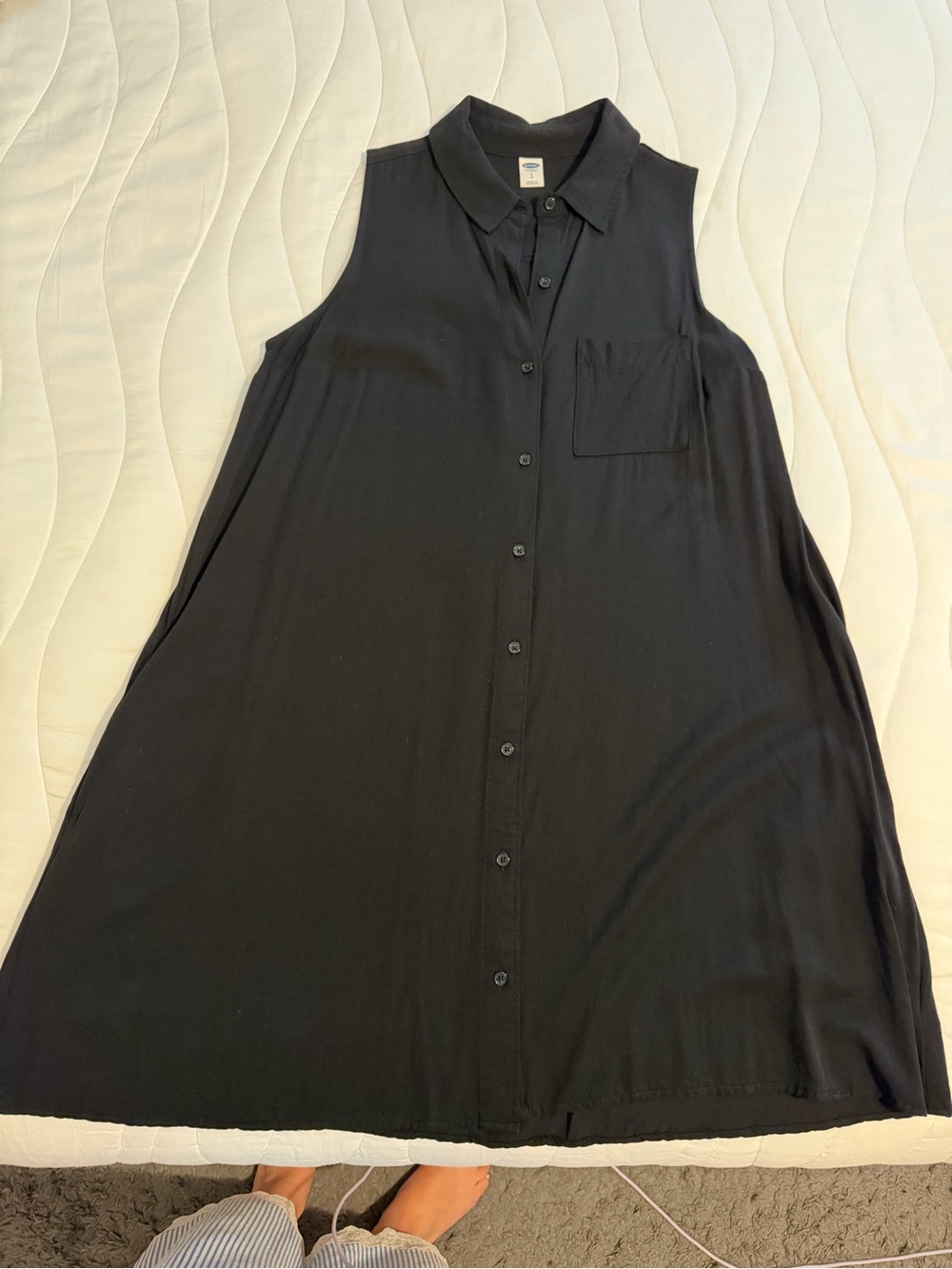 Sleeveless Black Button-Front Women's Dress